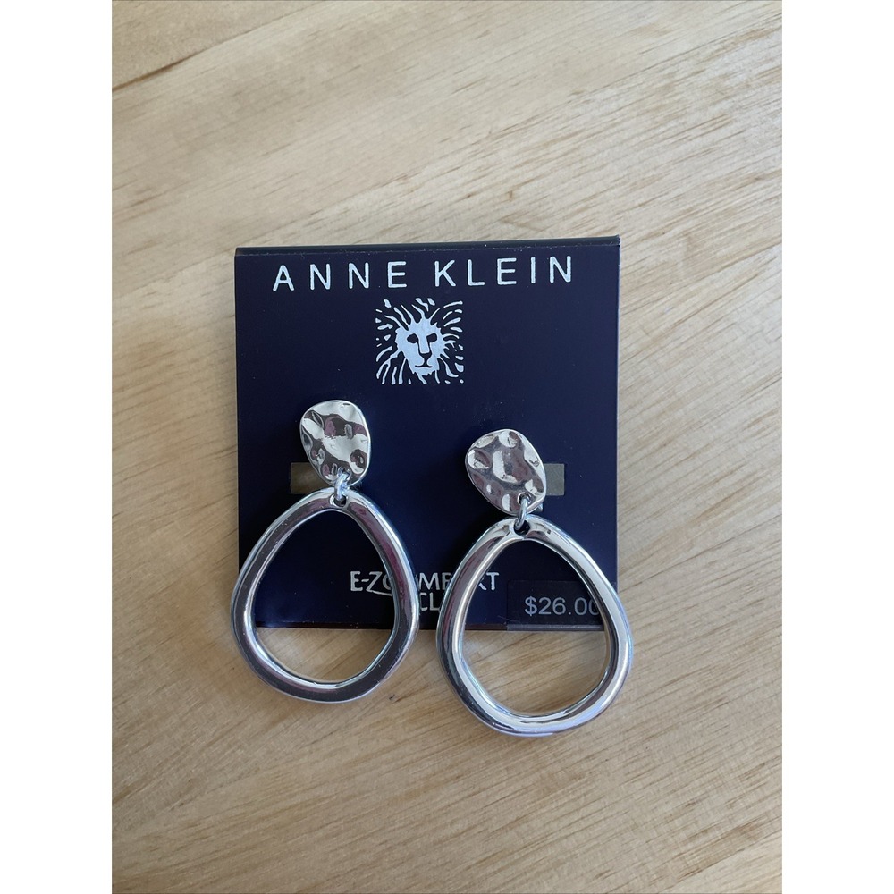 Anne‎ Klein silver-tone E-Z Comfort Clip earrings, NEW